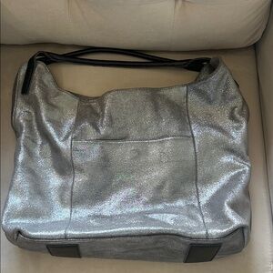 Sondra Roberts Shimmering Silver Hobo Bag